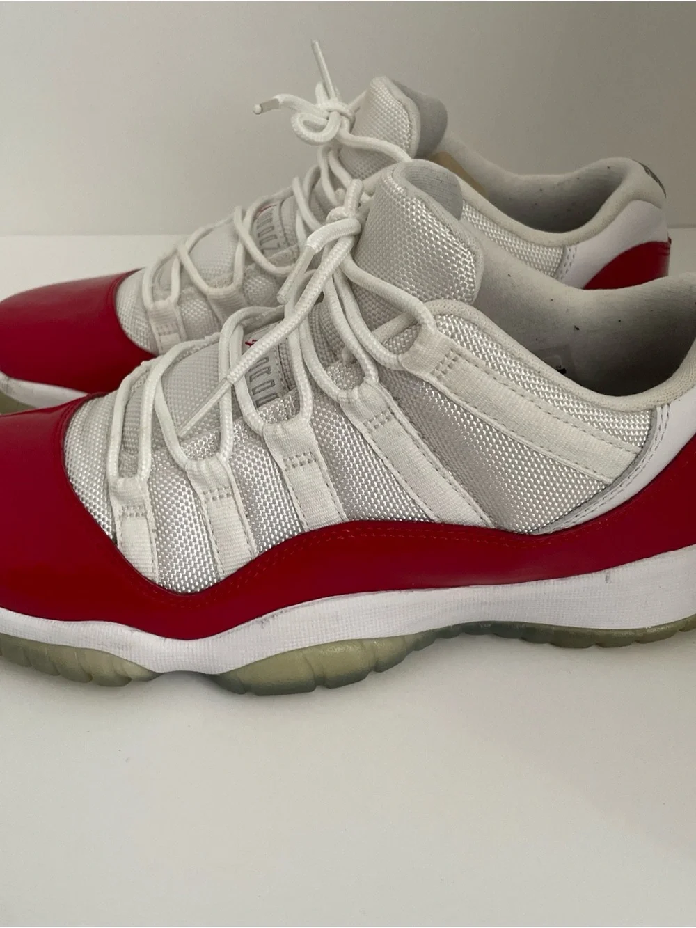 Jordan 11 White and Red Low-Top Basketball Sneakers size 7